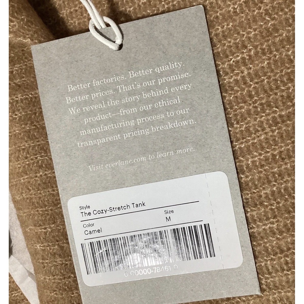 Everlane Camel Yak And Wool Blend The Cozy Stretch Knit Cropped Tank Size M NWT - Picture 3 of 6